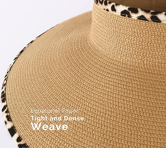 Camptrace Sun Visors for Women Wide Brim Beach Hat Foldable Straw Visor Hat - Image 3