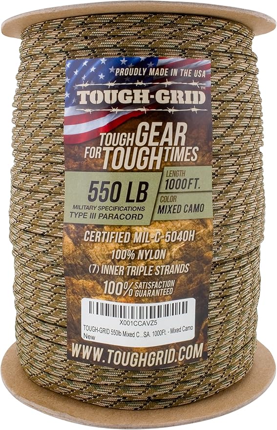 TOUGH-GRID 550 Paracord Rope Nylon Parachute Cord, Made in USA Survival Kit - Image 3