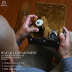2 Watch Travel Case for Men Vegan Leather Watch Roll Case Organizer and Display - Image 4