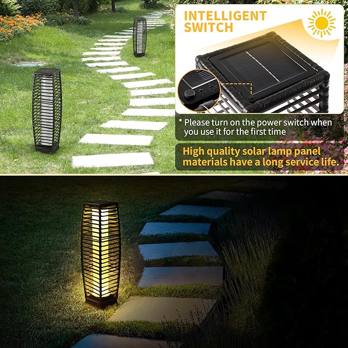 Solar Powered Outdoor Floor, 2 Piece Solar Outdoor Floor Lamps Lanterns - Image 2