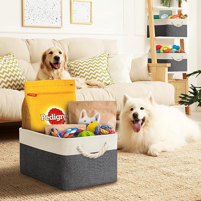SIMPLE HOUSEWARE Large Fabric Storage Bin, 15.7" x 12" - Image 7