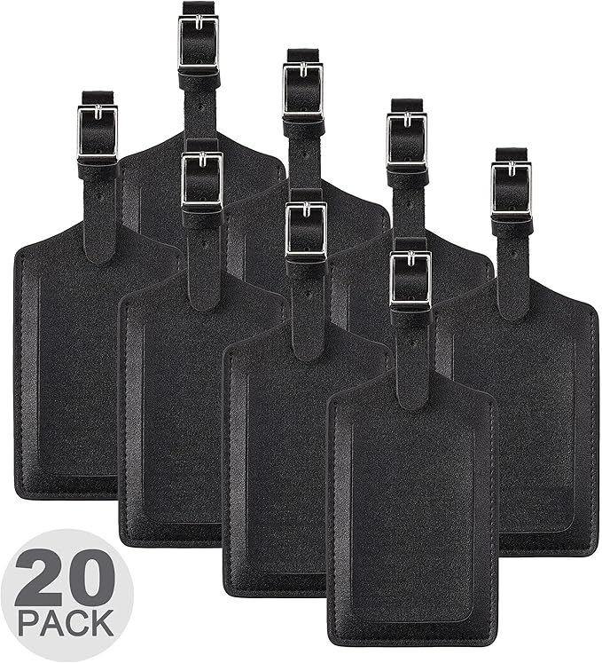 8 Pack Leather Luggage Travel Bag Tags by Travelambo by Travelambo