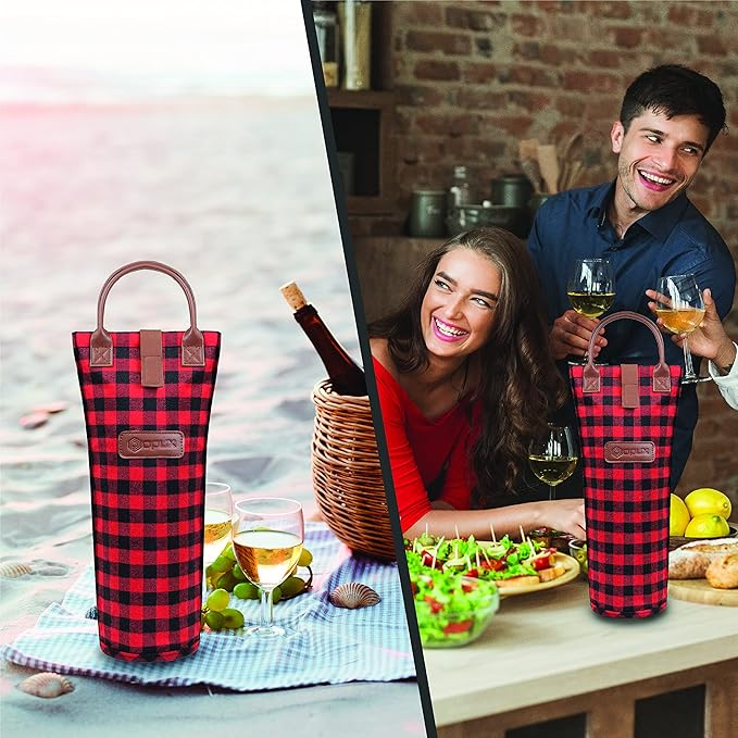 opux Wine Bag Single Bottle Carrier Tote, Insulated Travel Wine Cooler Bag - Image 7
