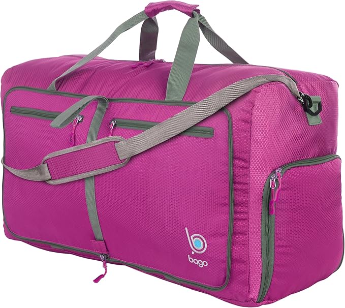 Bago Foldable Duffel Bags for Traveling Women & Men - 60L Medium Packable by BagoTravelBags