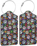 Sugar Skull Cat 2 Pack Luggage Tag by SKYDAWNY