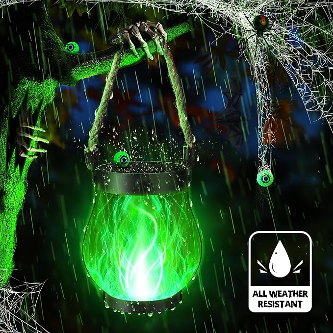 Halloween Solar Flame Lantern Hanging Outdoor Waterproof Purple - Image 7