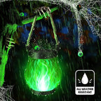 Halloween Solar Flame Lantern Hanging Outdoor Waterproof Purple - Image 7