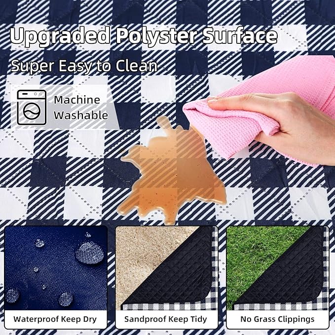 ZAZE Picnic Blankets Machine Washable, Oversized XL Outdoor Mat - Image 4