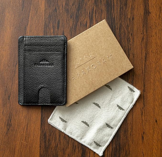 KARAKORAM Vertical Handcrafted Premium Leather Front Pocket Credit Card Holder - Image 8