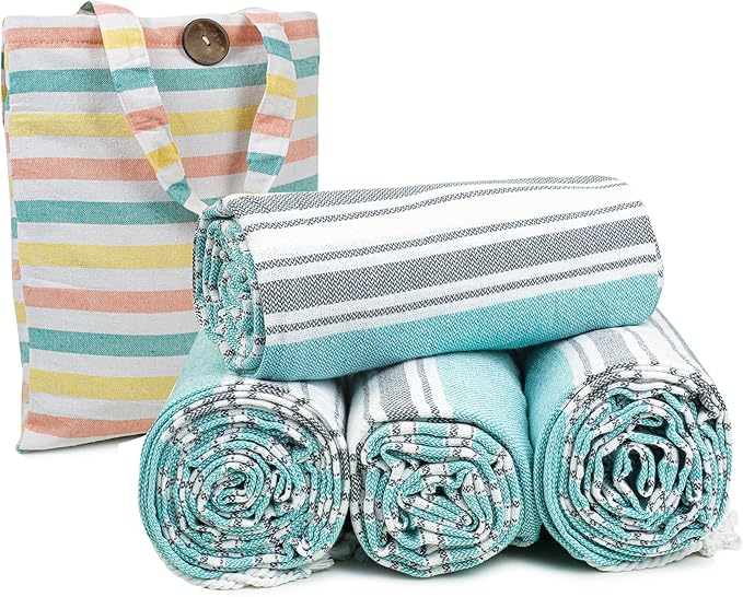 HILLFAIR Cotton Turkish Beach Towels, Quick Dry Lightweight Sand Free Peshtemal by HILLFAIR