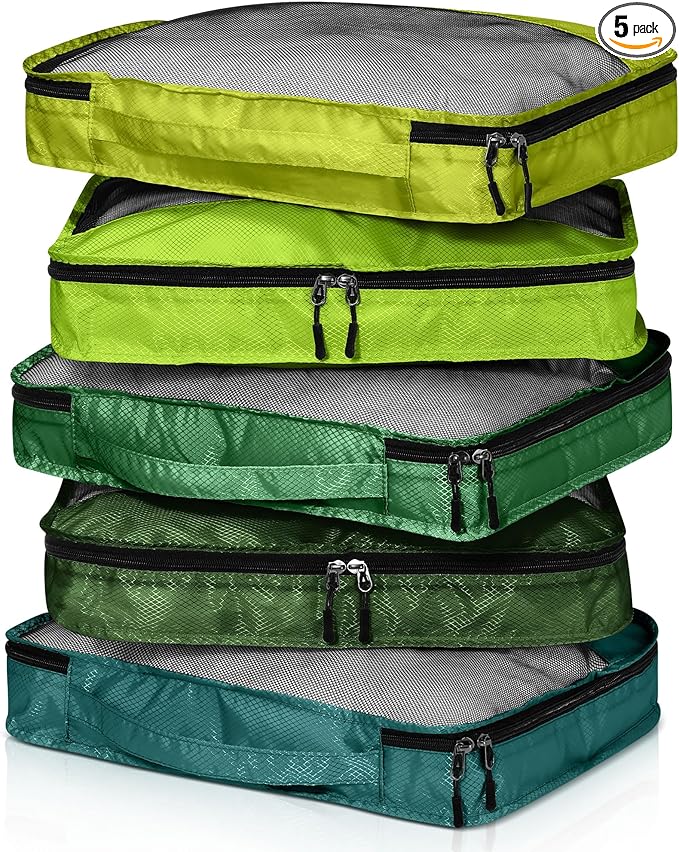 5 Pcs Packing Cubes for Suitcase Large Travel Cubes Carry on Luggage Organizer by Bulyoou