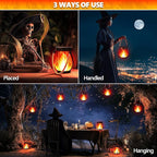 Halloween Solar Flame Lantern Hanging Outdoor Waterproof Purple - Image 3