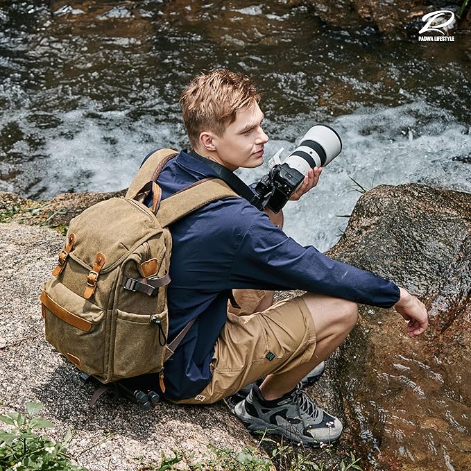 Padwa Lifestyle Khaki Camera Backpack - Image 2