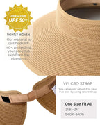 FURTALK Sun Hats for Women Wide Brim Beach Hat Straw Visor Ponytail Summer UV - Image 7