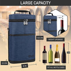 opux 2 Bottle Wine Carrier Tote, Insulated Leakproof Wine Cooler Bag, Wine - Image 3
