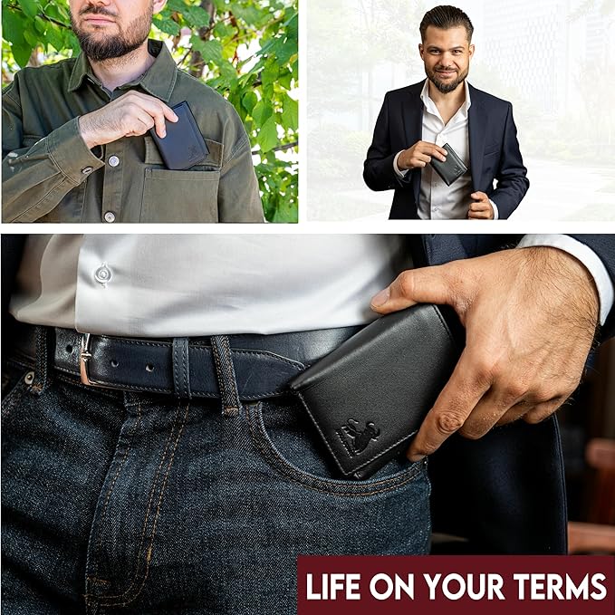 BULL GUARD Genuine Nappa Leather Trifold Wallet - Image 6