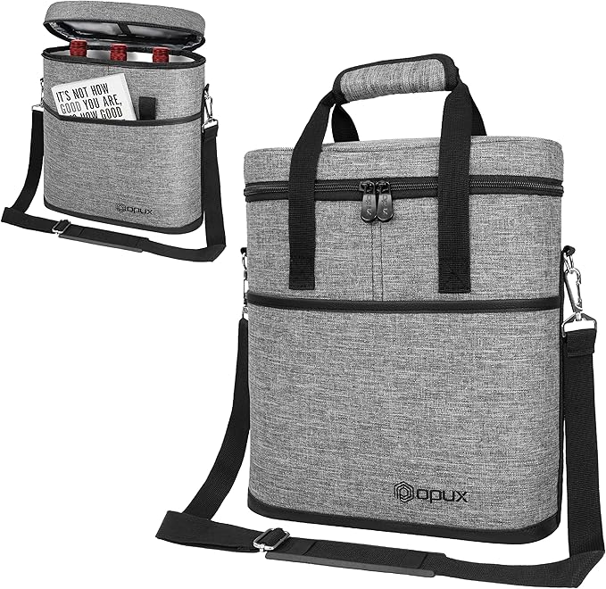 OPUX 3 Bottle Insulated Leakproof Wine Cooler Bag, Portable Wine Bottle - Image 8