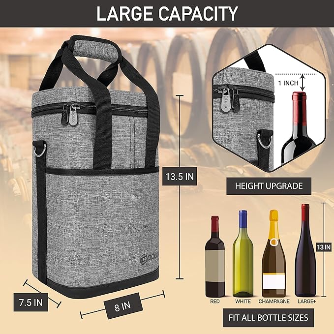 Opux 4 Bottle Insulated Wine Cooler Bag - Image 3