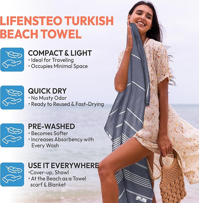Oversized Sand Resistant Prewashed Turkish Cotton Quick Drying, Lightweight - Image 3