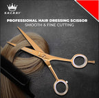 Professional Barber Shears 5.5” – High Carbon Stainless Steel Hair Cutting Scissors with Razor Sharp Edge for Salon & Home Use by S.H.E.R.R.Y (Gold, 5.5 inches)