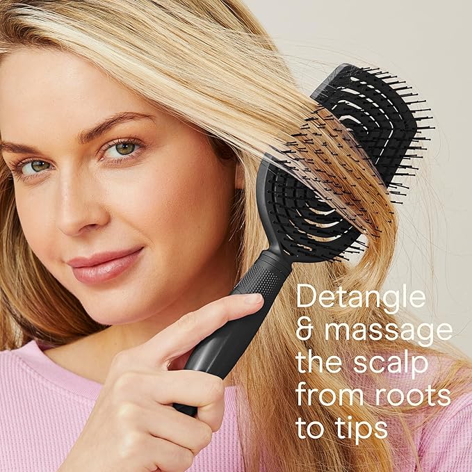Conair Scalp Care Detangling hairbrush - Curly Hair Brush - Scalp Massager - hairbrushes for women & men - detangler for all lengths and types - can use wet or dry - Black Onyx