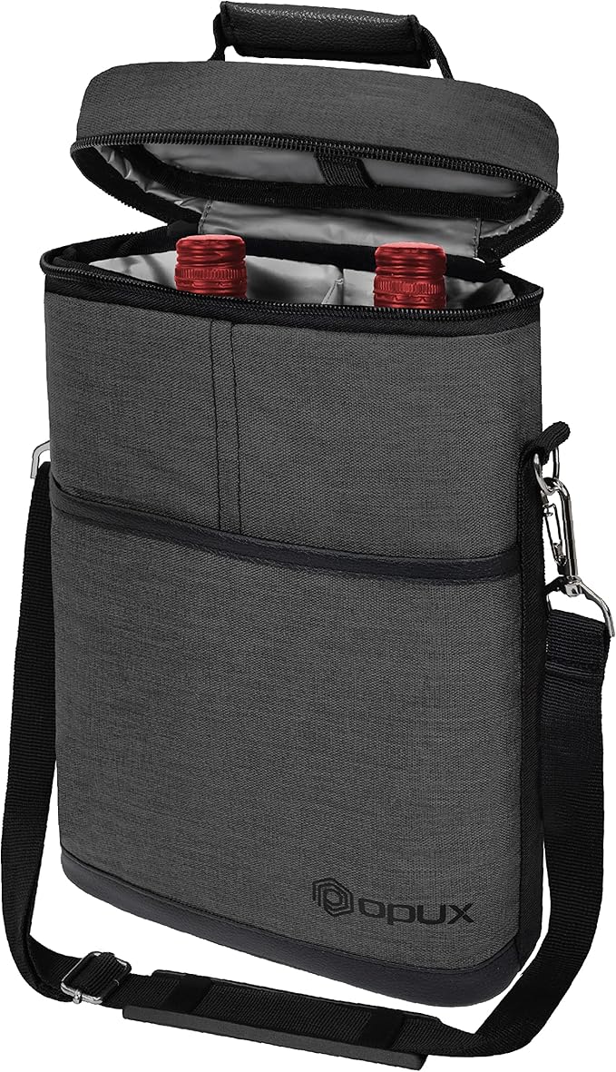 opux 2 Bottle Wine Carrier Tote, Insulated Leakproof Wine Cooler Bag, Wine by OPUX
