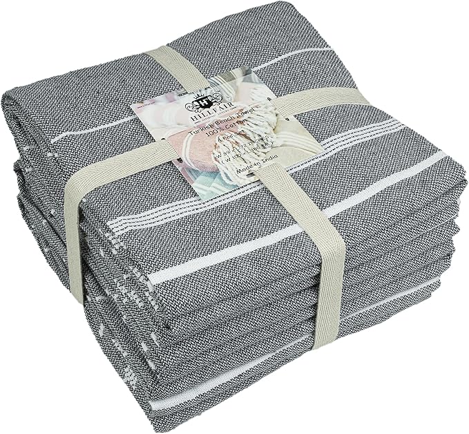 HILLFAIR Cotton Turkish Beach Towels, Quick Dry Lightweight Sand Free Peshtemal - Image 5