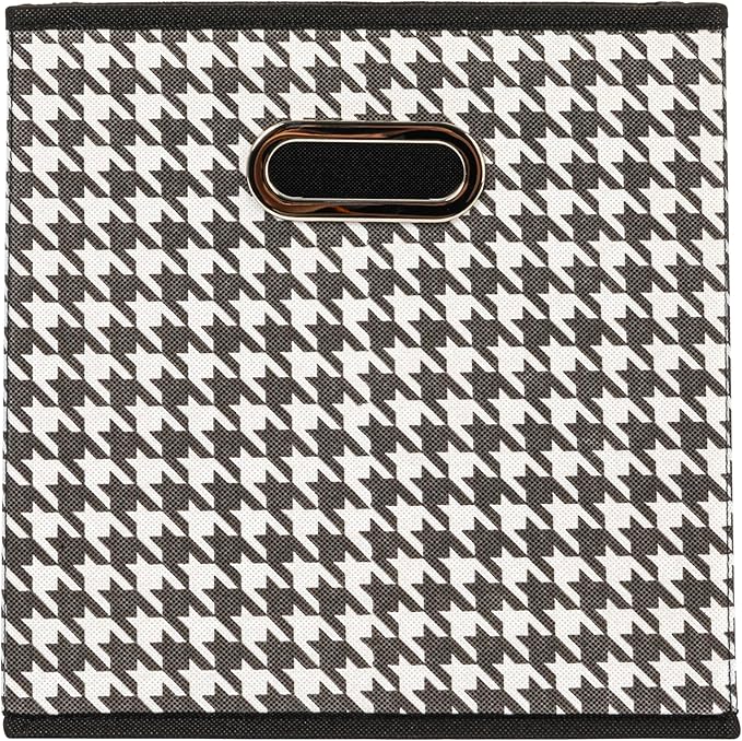Household Essentials Fabric Storage Bins 6 Piece Set, Houndstooth White and - Image 4