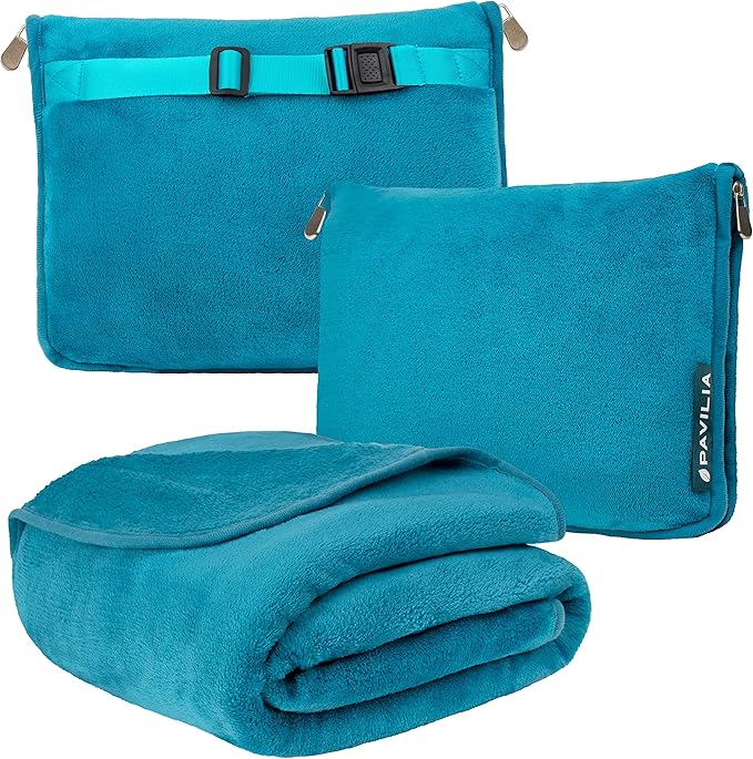 PAVILIA Travel Blanket Pillow, Soft Airplane Blanket 2-IN-1 Combo Set, Plane by PAVILIA