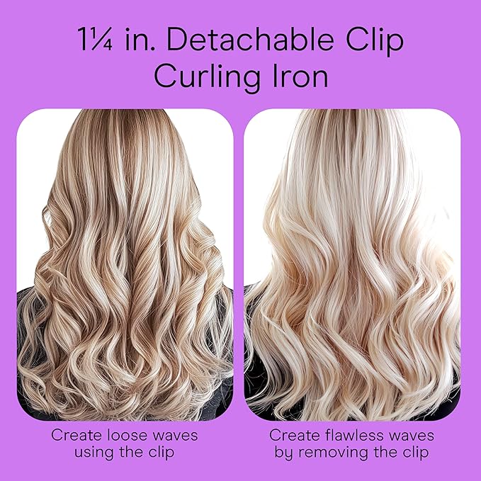 INFINITIPRO BY CONAIR Tourmaline Ceramic 1¼-Inch Curling Wand, Detachable Clip Turns Wand into Curling Iron, Produces Flawless Waves and Curls, for Use on Medium and Long Hair, Dark Grey