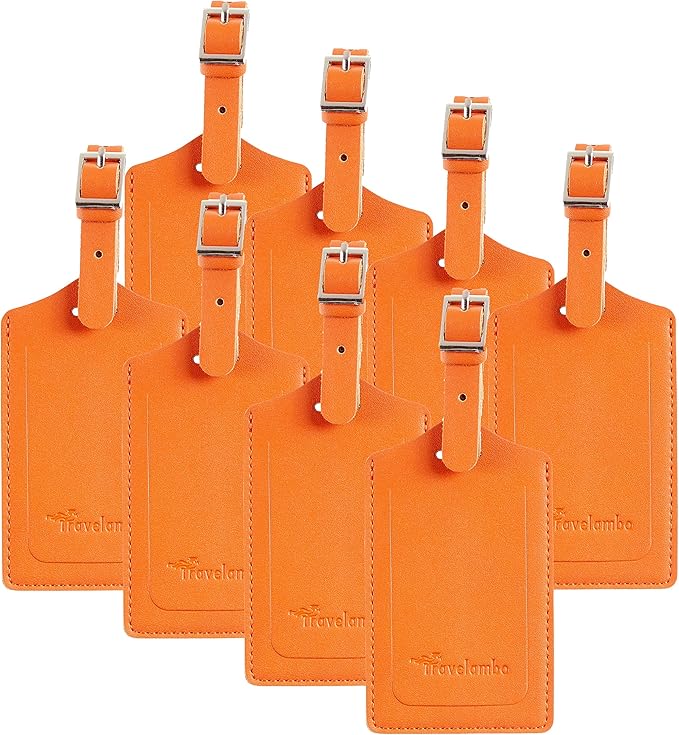 8 Pack Leather Luggage Travel Bag Tags by Travelambo by Travelambo