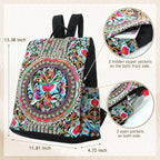 Jursccu Embroidered Women Backpack Purse, Fashion Canvas Travel Anti-theft - Image 5