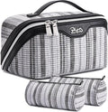Travel Makeup Bag for Women: Large Capacity Open Flat Make up Bag Set of 3 by BOYATU