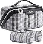 Travel Makeup Bag for Women: Large Capacity Open Flat Make up Bag Set of 3 by BOYATU