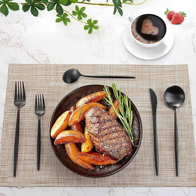 Matte Black Silverware Set for 12, IBIILII JEFF 60 Pieces Stainless Steel - Image 6