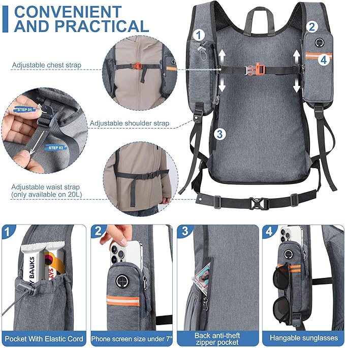 20L Small Hiking Backpack for Men Women Foldable Packable Back Pack Ultralight - Image 2