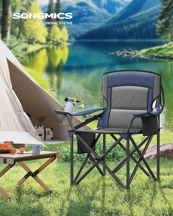 SONGMICS Oversized Lumbar Support Camping Chair, Heavy-Duty Outdoor Folding - Image 3