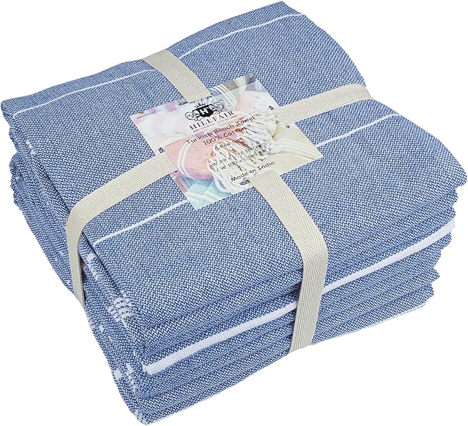 HILLFAIR Cotton Turkish Beach Towels, Quick Dry Lightweight Sand Free Peshtemal - Image 5