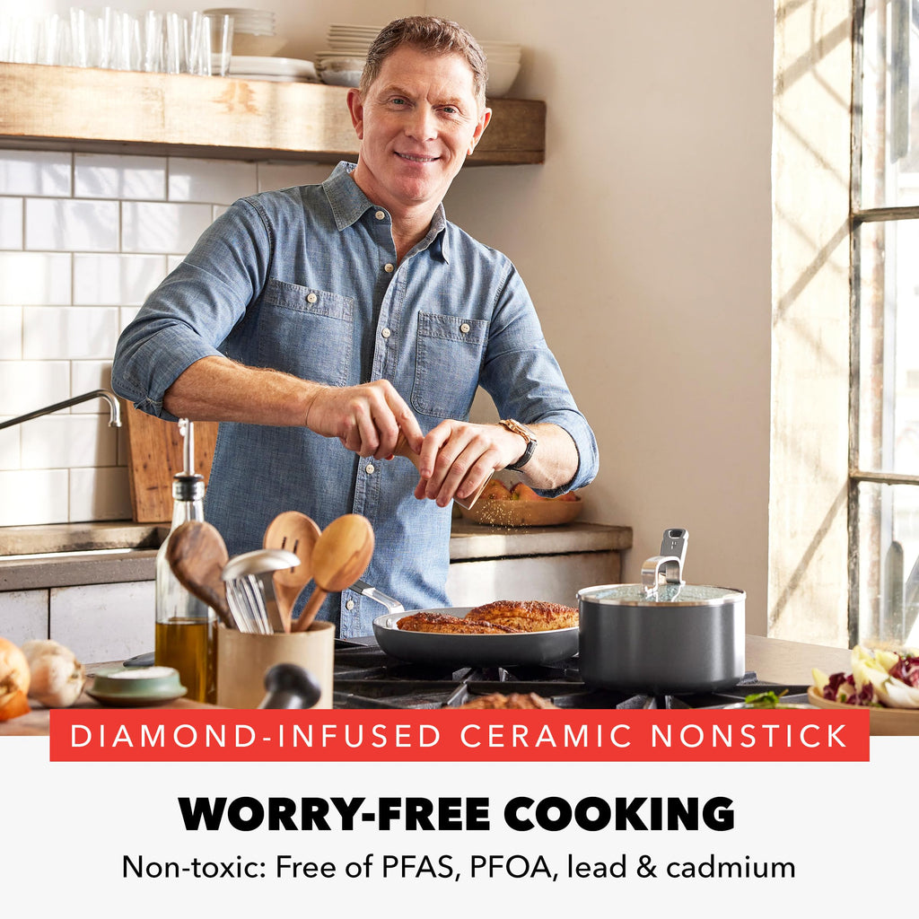 X Bobby Flay 16 Piece Ceramic Nonstick Cookware Set (16 Piece Cookware Set / Graphite)