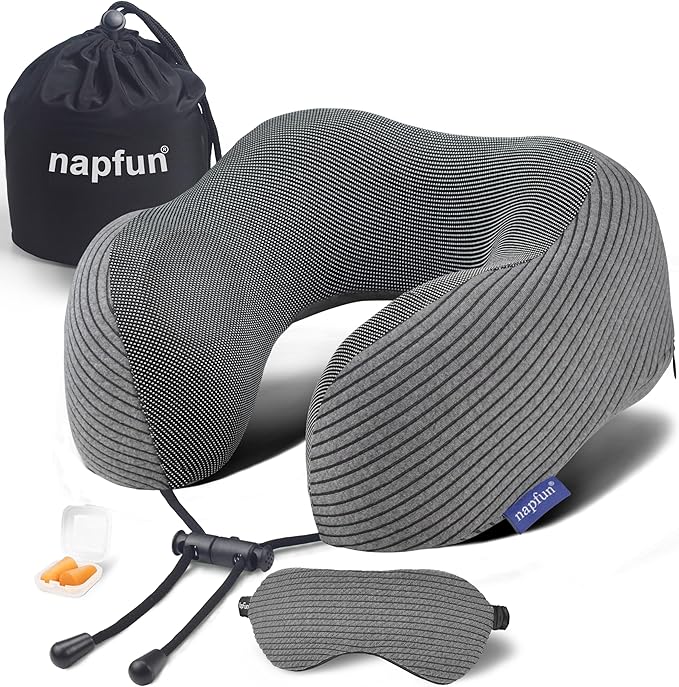 napfun Travel Pillow, 100% Pure Memory Foam Neck Pillows by NAPFUN