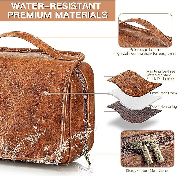 Elviros Hanging Toiletry Bag for Men Travel Essentials 3-in-1 Large Waterproof - Image 3