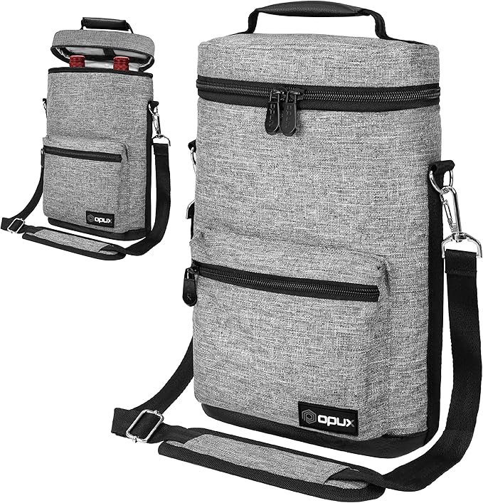 opux Wine Bag 2 Bottle Wine Tote Carrier, Insulated Wine Cooler Bag - Image 8