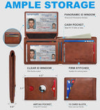 Airtag Wallet for Men, with Cash Pocket 2 ID Window 13 Cards, Slim Leather - Image 2