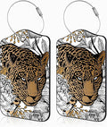 Leopard and Peony Flower Set of 2 Luggage Tags by Unknown