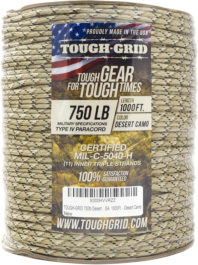 TOUGH-GRID 750 Paracord Rope Nylon Parachute Cord, Made in USA Survival Kit - Image 3