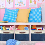 SIMPLE HOUSEWARE Large Fabric Storage Bin, 3 Pack, Steel Blue - Image 6