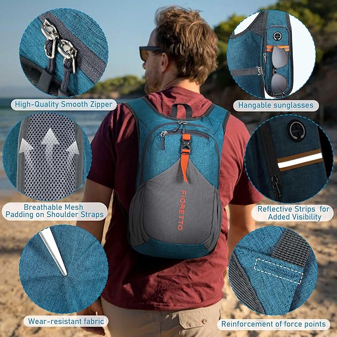 FIORETTO 15L Hiking Backpack for Women Men Mini Packable Backpack Lightweight - Image 3