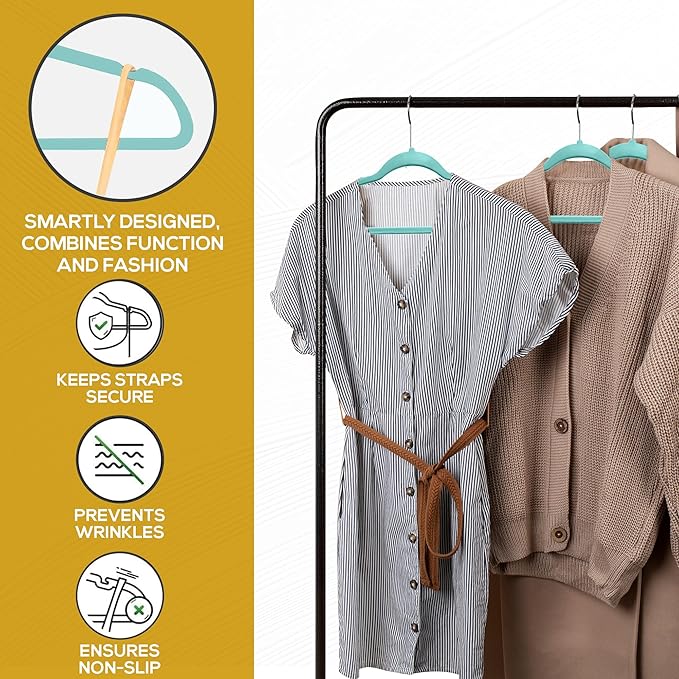 50 Pack New Premium Quality Velvet Hangers Ultra Thin Non Slip Adult Felt Space - Image 4