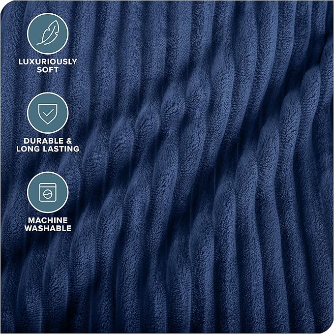 Bare Home Textured Fleece Blanket - Image 3