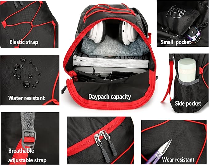 16L Hiking Daypack Lightweight Foldable Travel Backpack Water Repellent Camping - Image 2